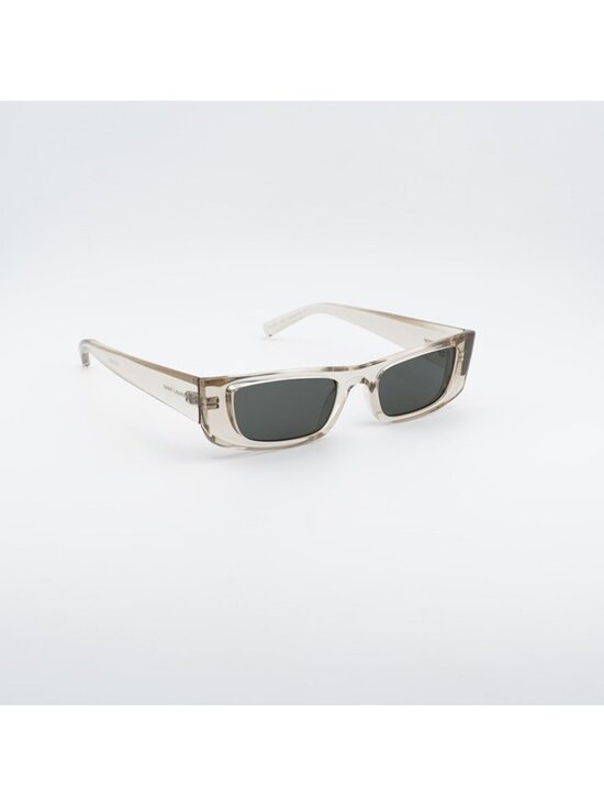 Saint Laurent SL553 005 Sunglasses Shiny Beige Rectangle Frame, Grey Lenses main image 5